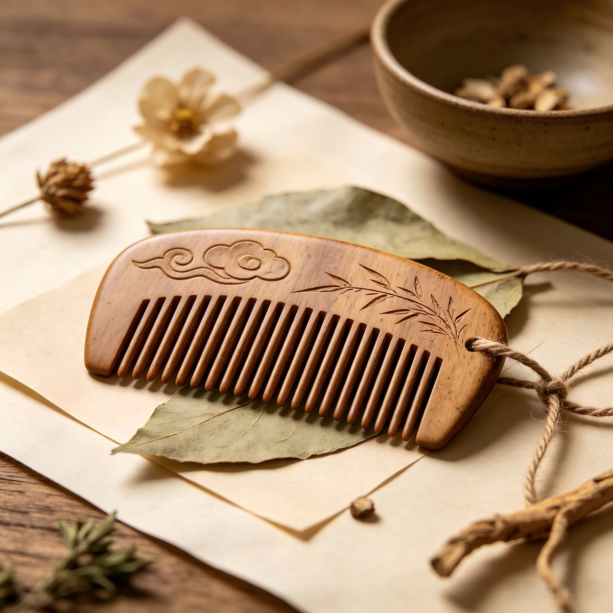 Hand‑crafted ancient‑style botanical scented comb
