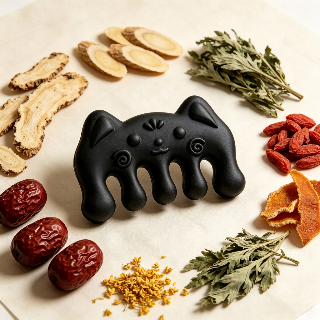 Black Cat Shape Meridian Massage Comb