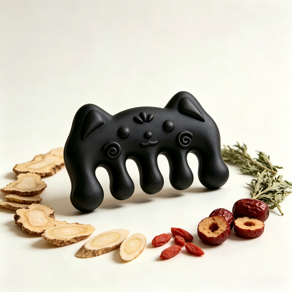 Black Cat Shape Meridian Massage Comb
