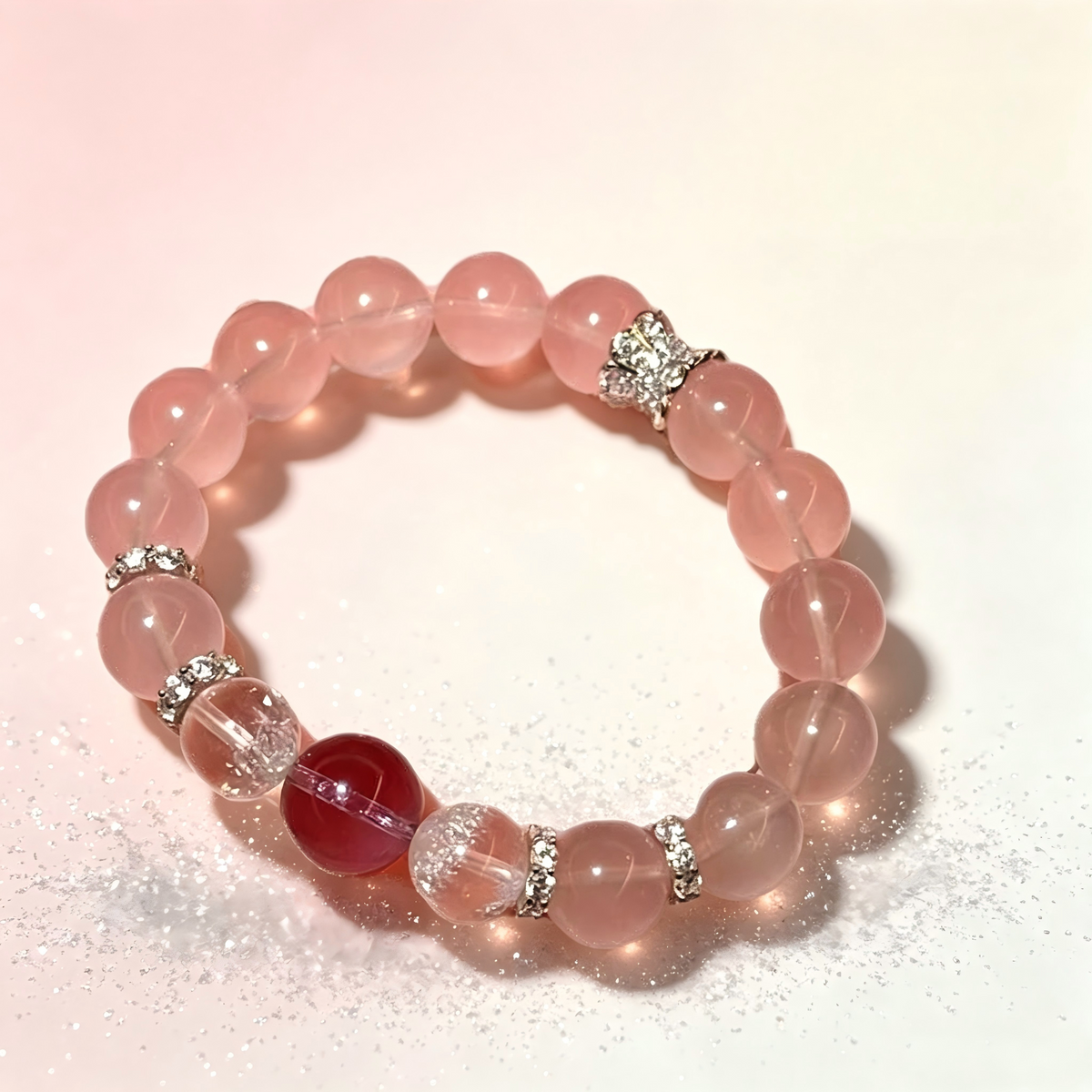 Pink Crystal Beaded Bracelet