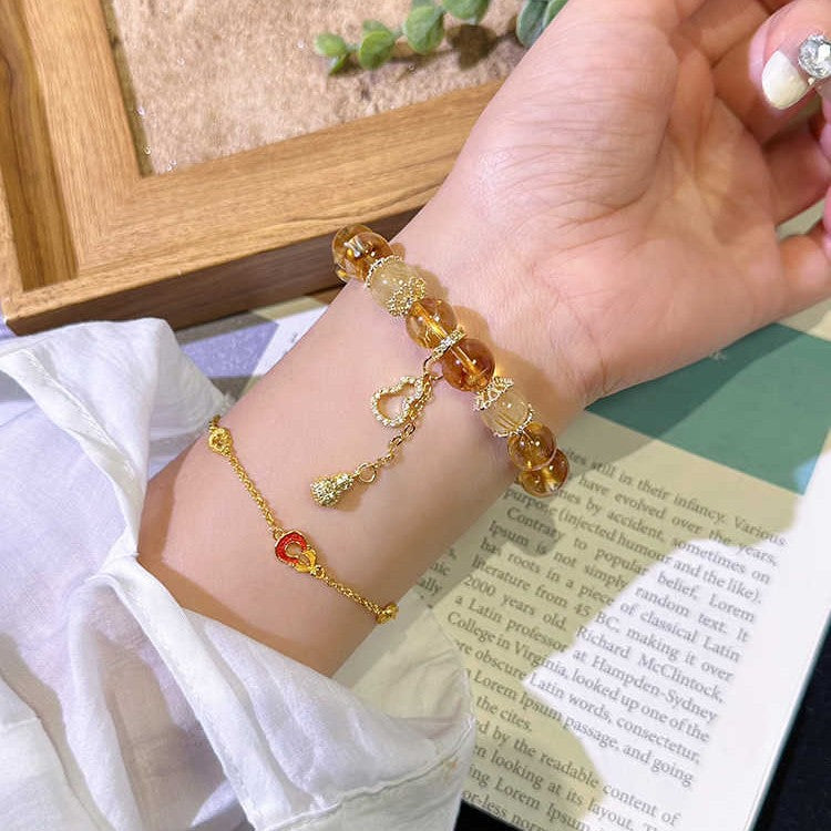 Citrine Bracelet with Gourd Charm