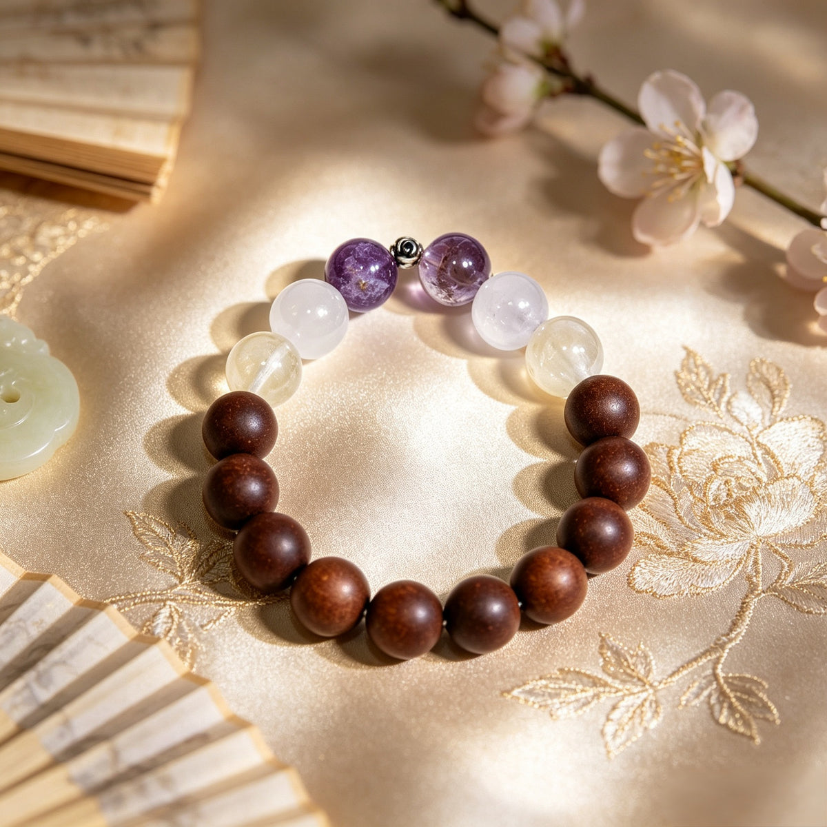 Oriental Crystal Botanical Incense Bead Bracelet