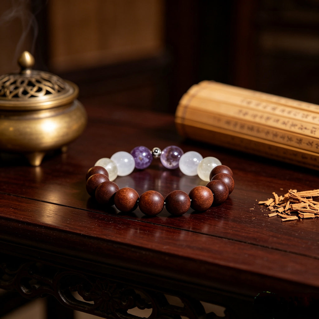 Oriental Crystal Botanical Incense Bead Bracelet