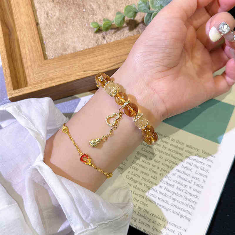 Citrine Bracelet with Gourd Charm