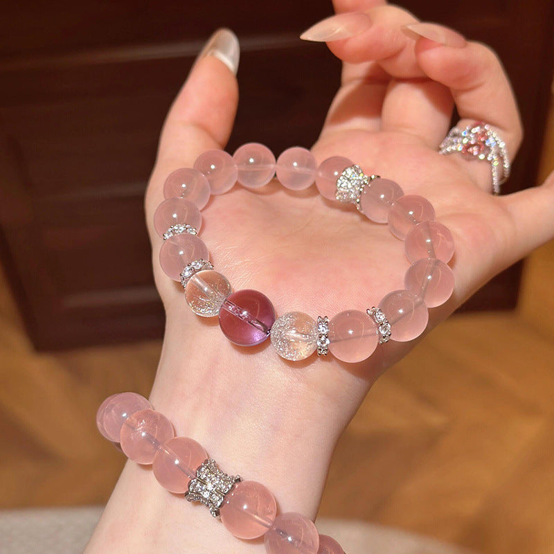 Pink Crystal Beaded Bracelet