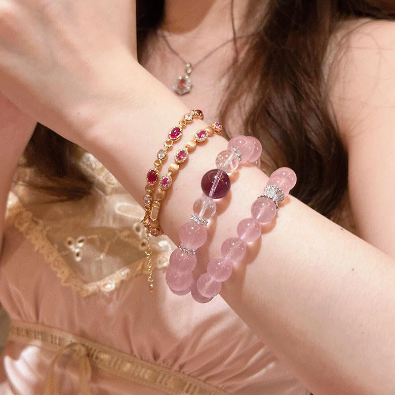 Pink Crystal Beaded Bracelet