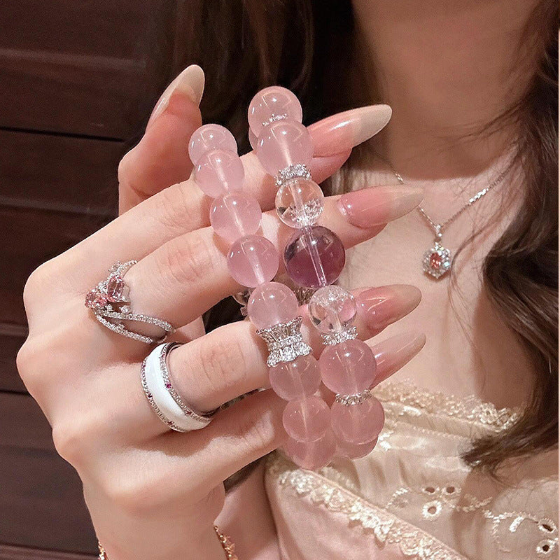Pink Crystal Beaded Bracelet